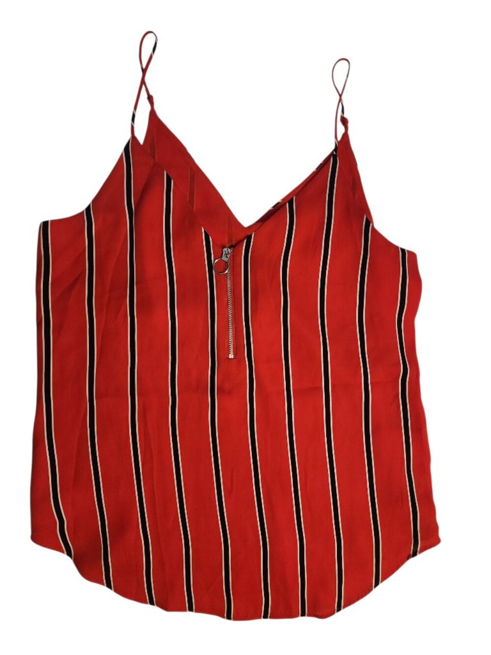 Express Tank Top Women Size S Red Black Striped Camisole Half Zip